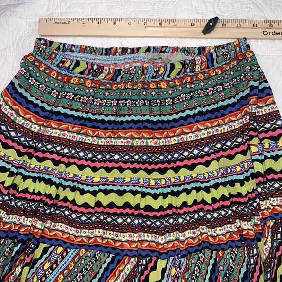 Double D Ranch Maxi Skirt Size L Colorful Multi-print Stretch Long Western Rodeo - Picture 8 of 14